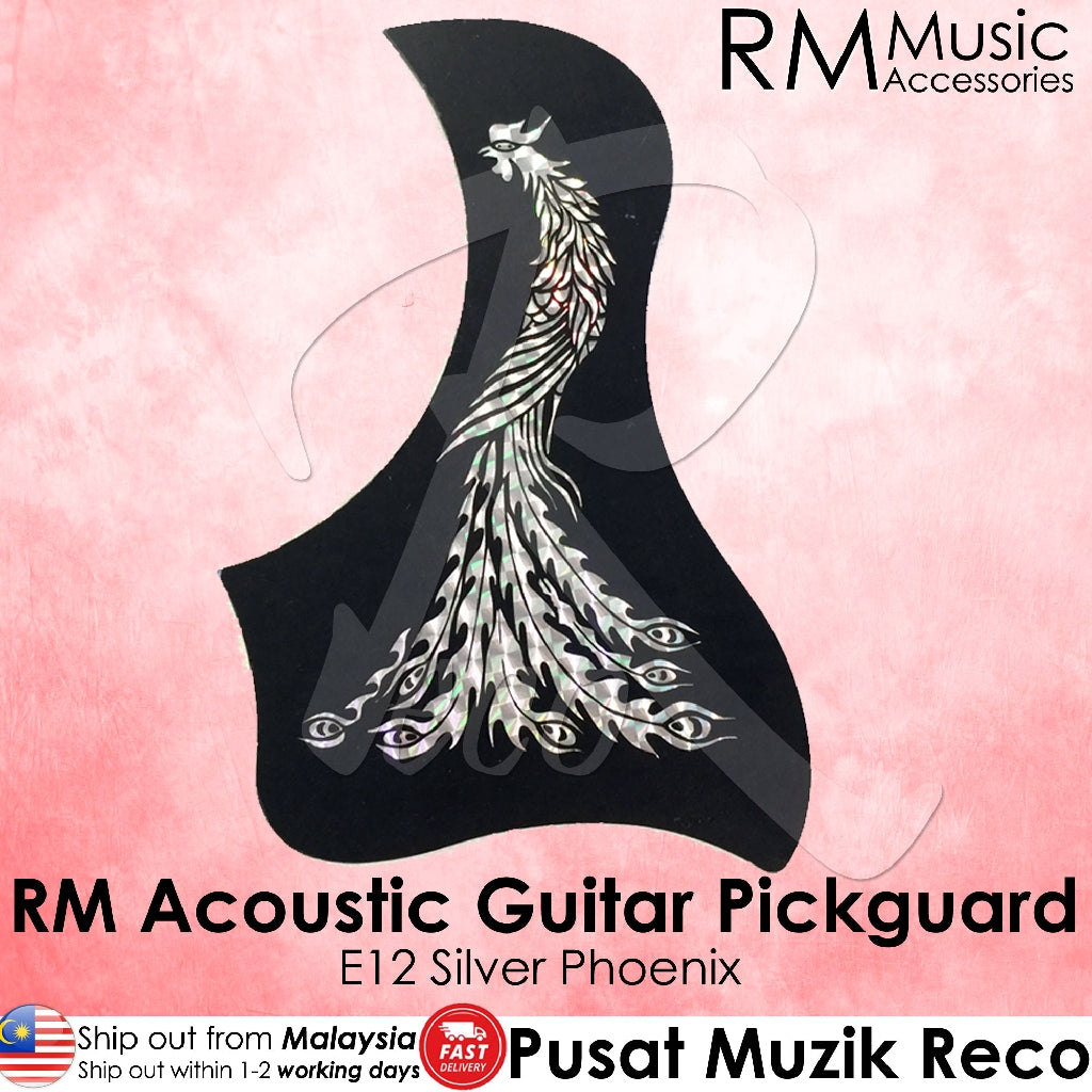 RM E12 Acoustic Guitar Pickguard, Silver Phoenix - Reco Music Malaysia