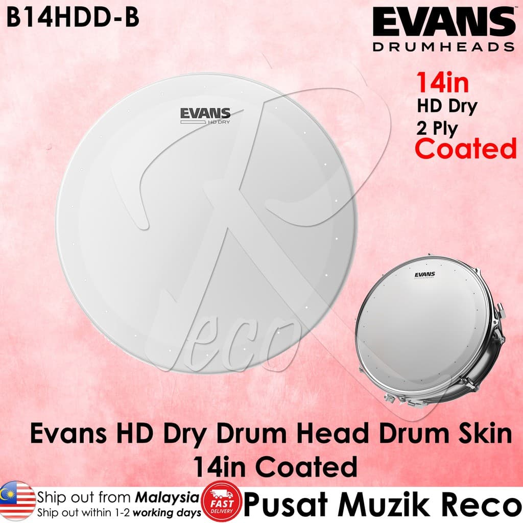 *Evans B14HDD HD Dry COATED 14" Snare Drumhead - Reco Music Malaysia
