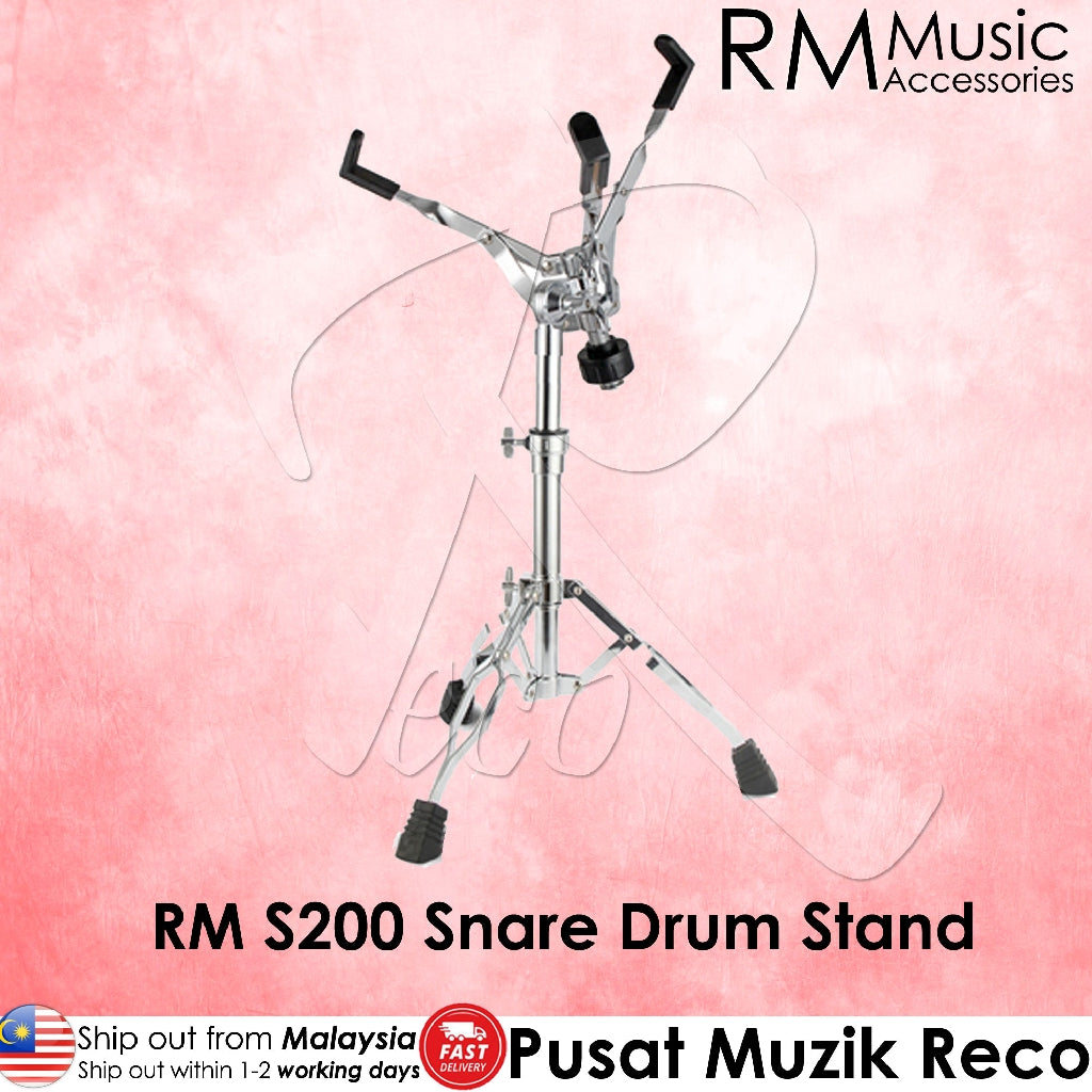 RM S200 Adjustable Solid Snare Drum Stand, Chrome - Reco Music Malaysia