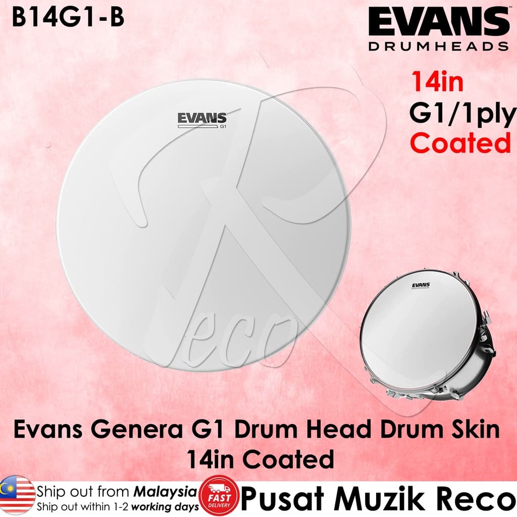 *Evans B14G1 G1 14" COATED Tom Drum Head - Reco Music Malaysia