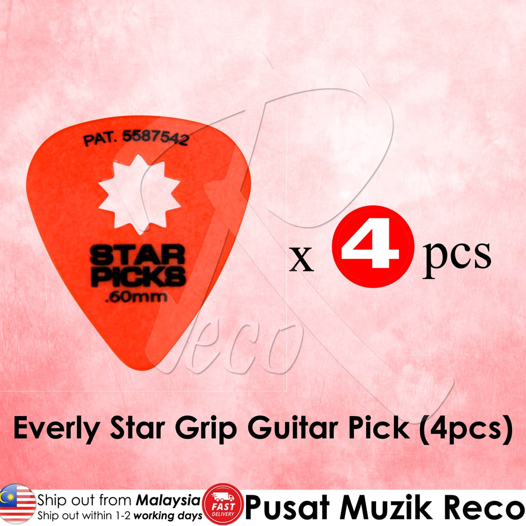 Everly Star Grip Guitar Pick with Star Shaped Cutout 0.50mm 0.60mm ( 4pcs/Pack )