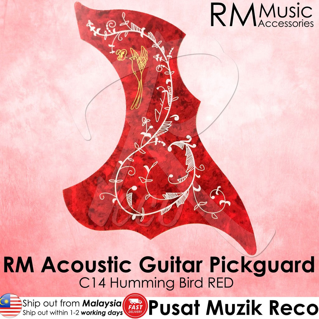 RM C14 Acoustic Guitar Pickguard, Humming Bird Red - Reco Music Malaysia