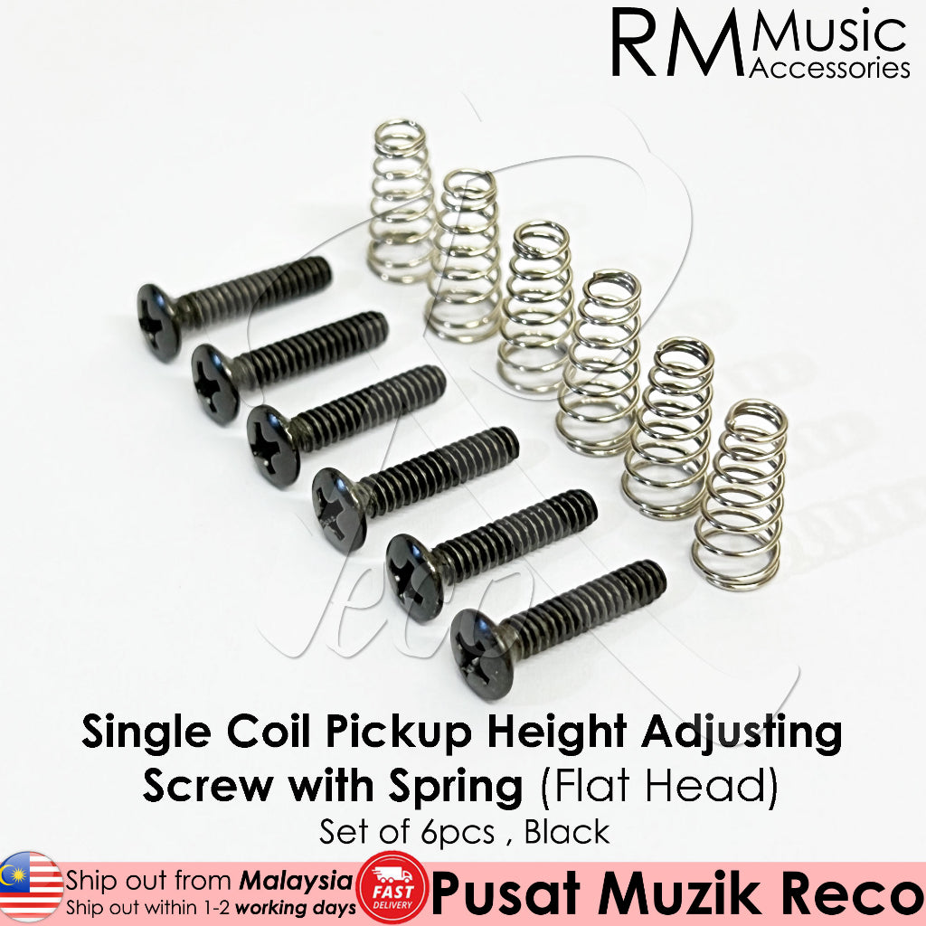 【6pcs】 RM Electric Guitar Single Coil Pickups Height Adjusting Screws with Spring (Black / Chrome / Gold) - Reco Music Malaysia