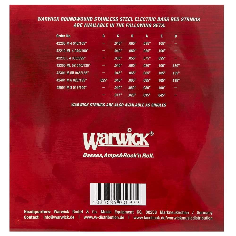 *Warwick Red Label 42301 5 String Electric Bass Guitar Strings - Reco Music Malaysia