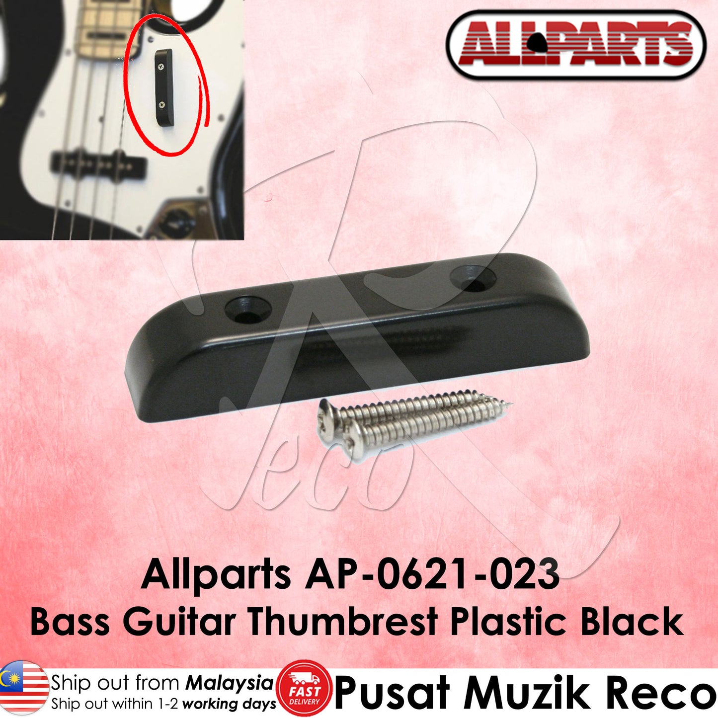 Allparts AP-0621-023 Bass Guitar Thumbrest Plastic Black - Reco Music Malaysia