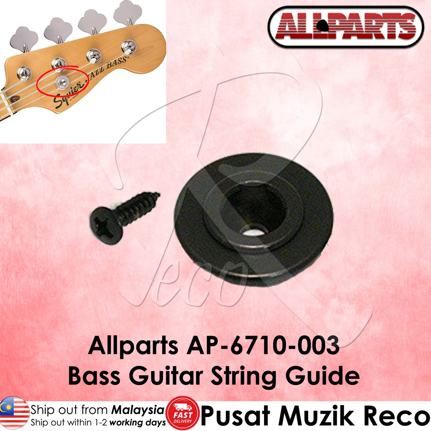 Allparts AP-6710 Bass String Guide With Screw For Electric Bass Guitar - Reco Music Malaysia