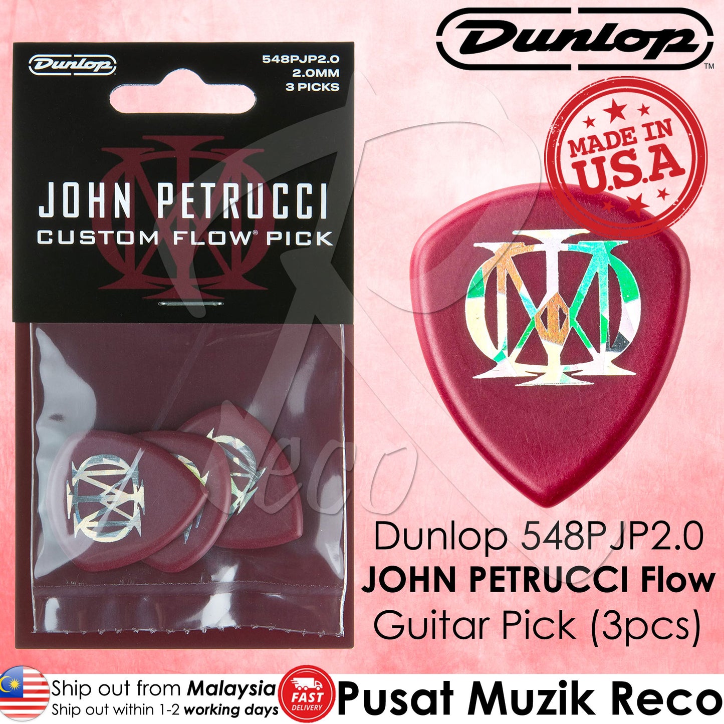 Jim Dunlop 548PJP2.0 John Petrucci Flow 2.0mm Signature Guitar Picks Pack