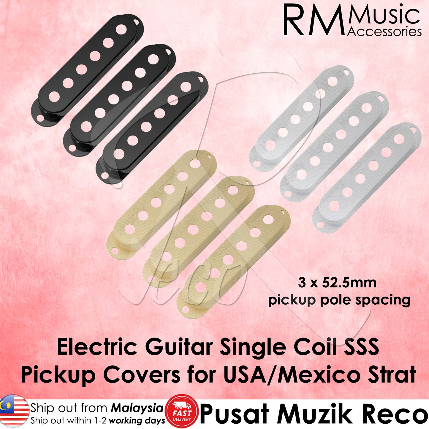 RM Electric Guitar SSS Plastic Pickup Cover For USA Mexico Strat 3x52.5mm