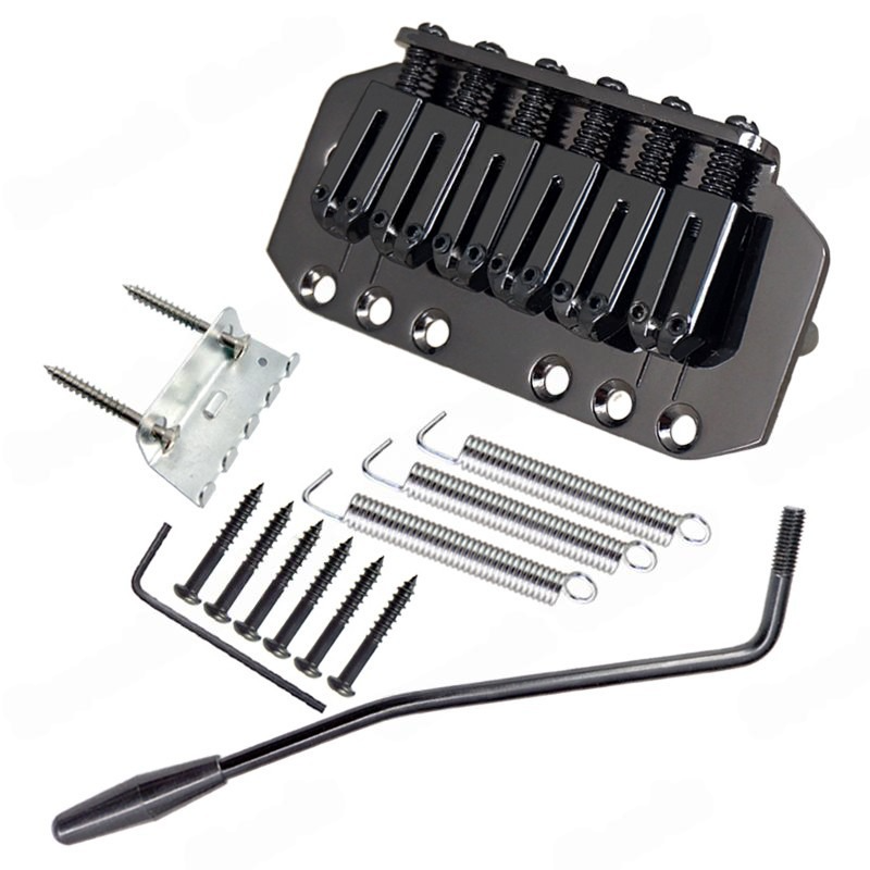 RM RT1499 IB Electric Guitar Tremolo Bridge System Set Chrome / Black - Reco Music Malaysia