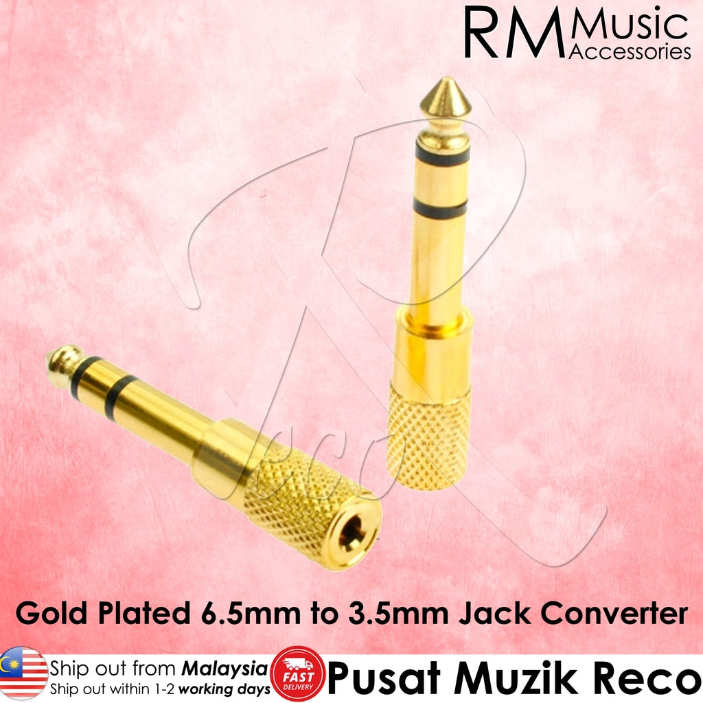【2PCS】Gold Plated 6.5mm to 3.5mm Jack Converter Plug Stereo Audio Adapter (2 pcs) - Reco Music Malaysia