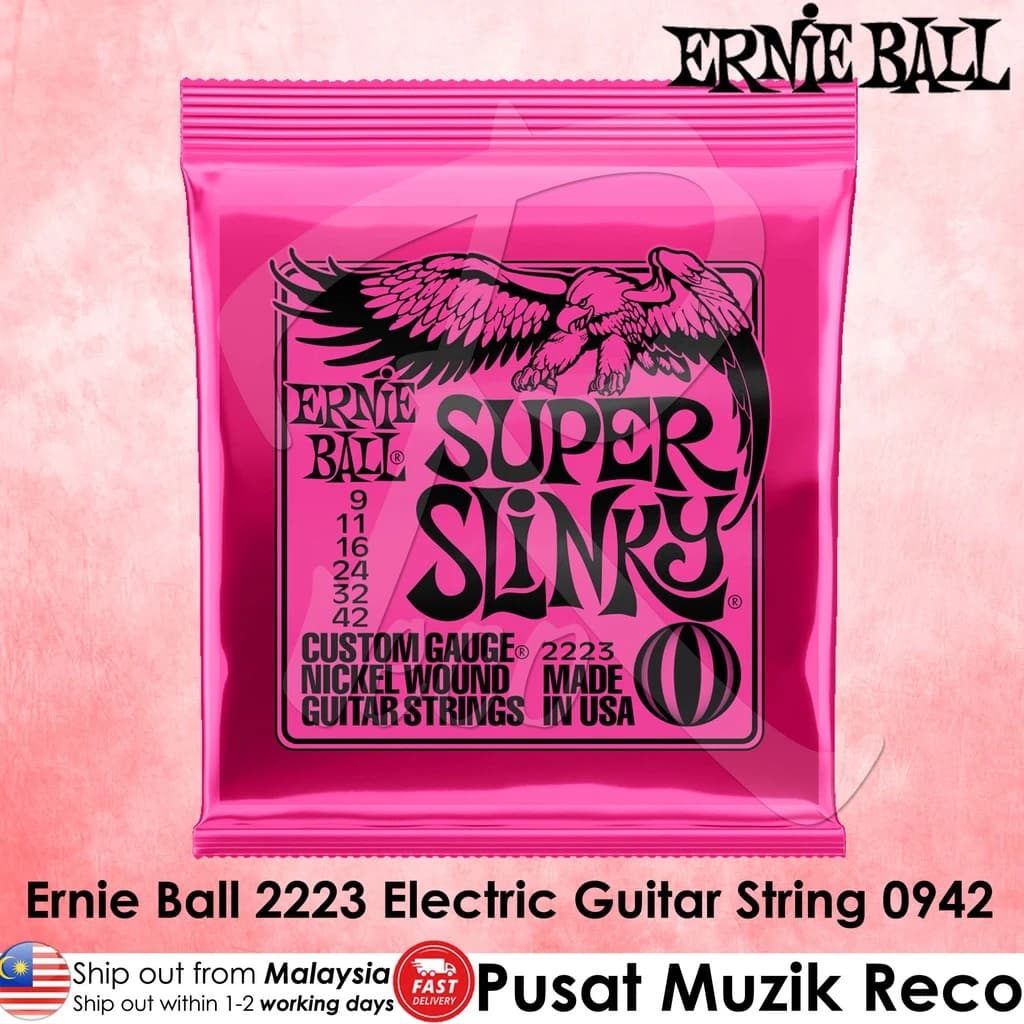*Ernie Ball 2223 Super Slinky Nickel Wound Electric Guitar String - Reco Music Malaysia