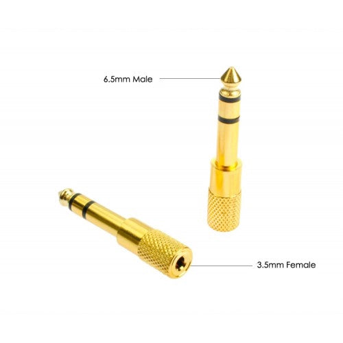 【2PCS】Gold Plated 6.5mm to 3.5mm Jack Converter Plug Stereo Audio Adapter (2 pcs) - Reco Music Malaysia