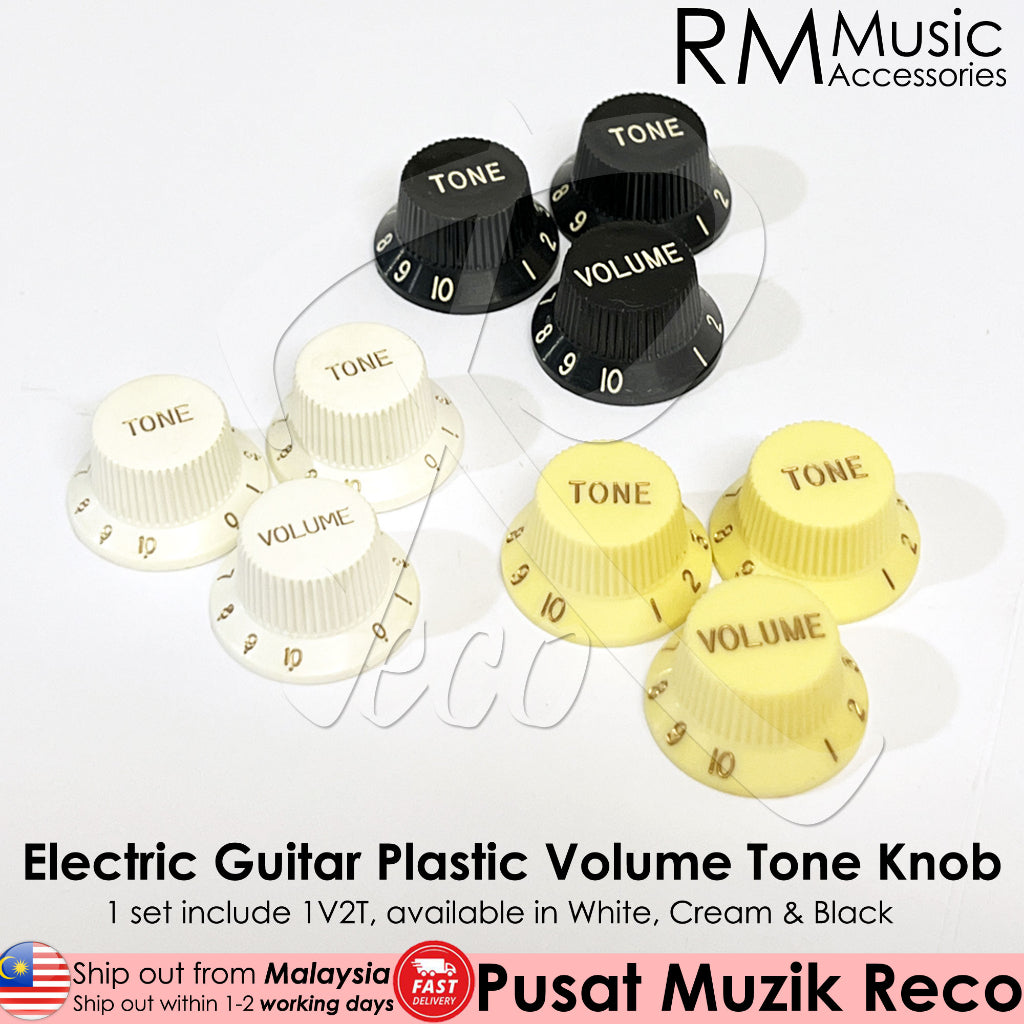 RM Electric Guitar Plastic Volume Tone Knob White - Reco Music Malaysia
