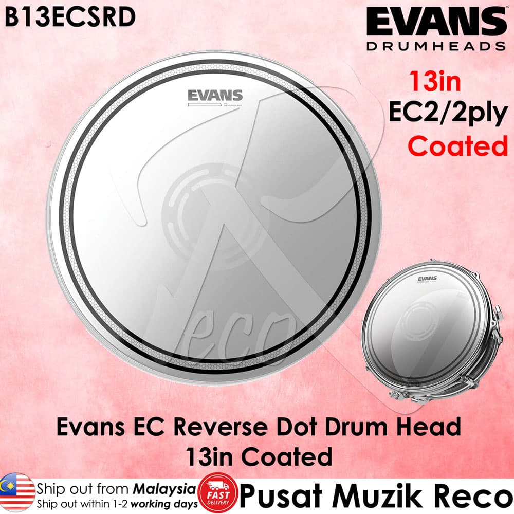*Evans B13ECSRD EC Reverse Dot 13" Snare Drum Head - Reco Music Malaysia