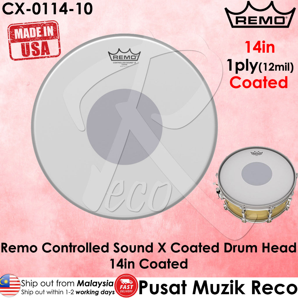 Remo CX-0114-10 Controlled Sound X Coated Black Dot Snare Drumhead, 14" (CX011410/CX 0114 10) - Reco Music Malaysia: