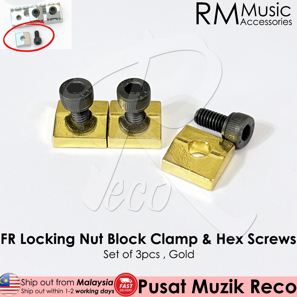 RM GM1856 Electric Guitar FR Locking Nut Block Clamp & Hex Screws Double Locking Bridge Screw - Reco Music Malaysia