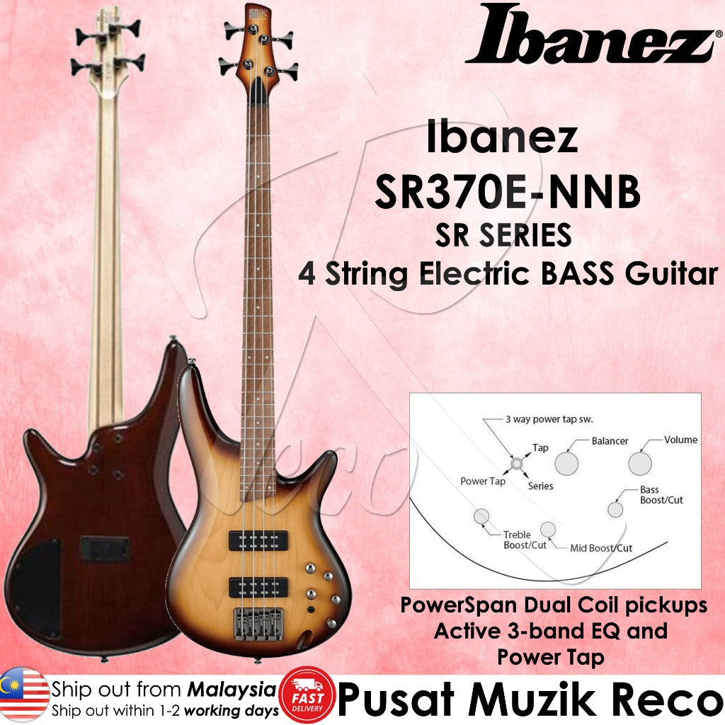 Ibanez SR370E-NNB SR Series Electric Bass, Natural Browned Burst - Reco Music Malaysia