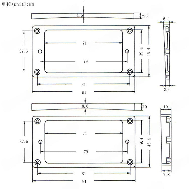 RM 7C-3698 Epiphone Les Paul Humbucker Pickup Ring Set Neck & Bridge Curved