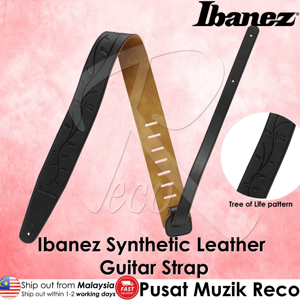 Ibanez GSTL60-BK Synthetic Leather Strap, Black - Reco Music Malaysia