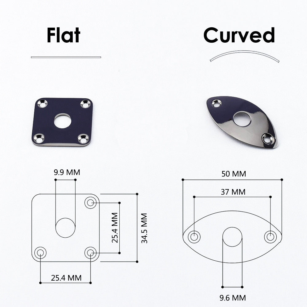 RM GF1366 HQ Stainless Steel Flat Square Curved Oval Guitar Bass Jack Plate - Reco Music Malaysia