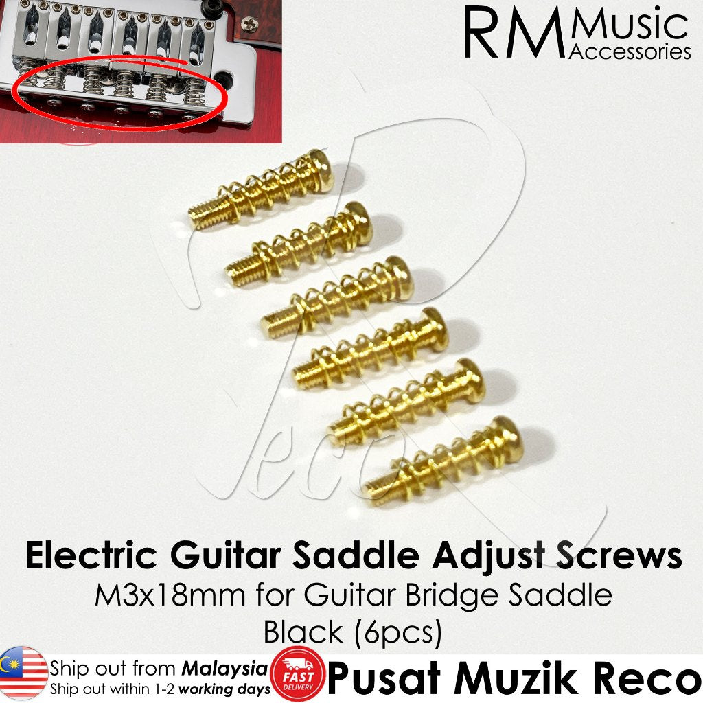 RM GM6656 Electric Guitar Saddle Adjust Screws M3x18mm For Bridge Saddle - Reco Music Malaysia