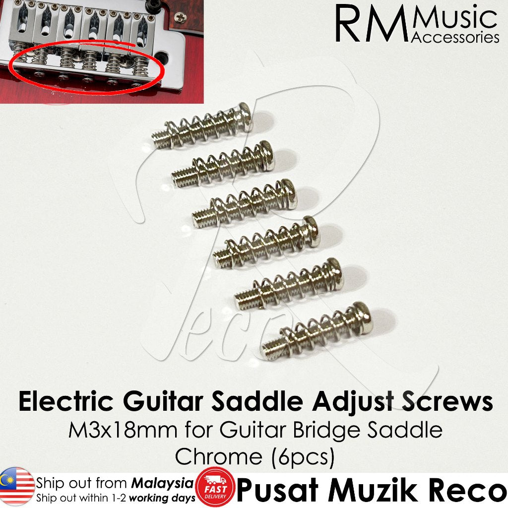 RM GM6656 Electric Guitar Saddle Adjust Screws M3x18mm For Bridge Saddle - Reco Music Malaysia