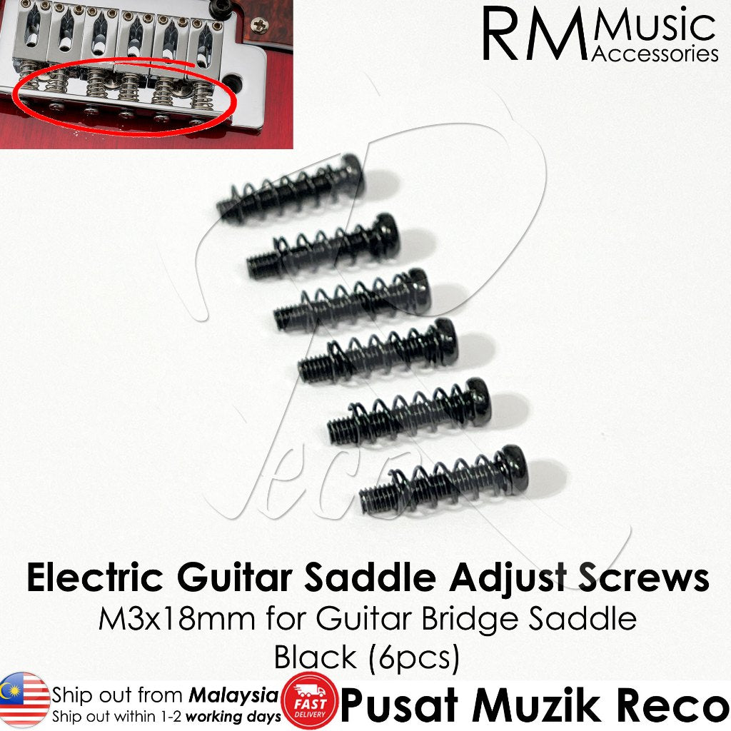 RM GM6656 Electric Guitar Saddle Adjust Screws M3x18mm For Bridge Saddle - Reco Music Malaysia