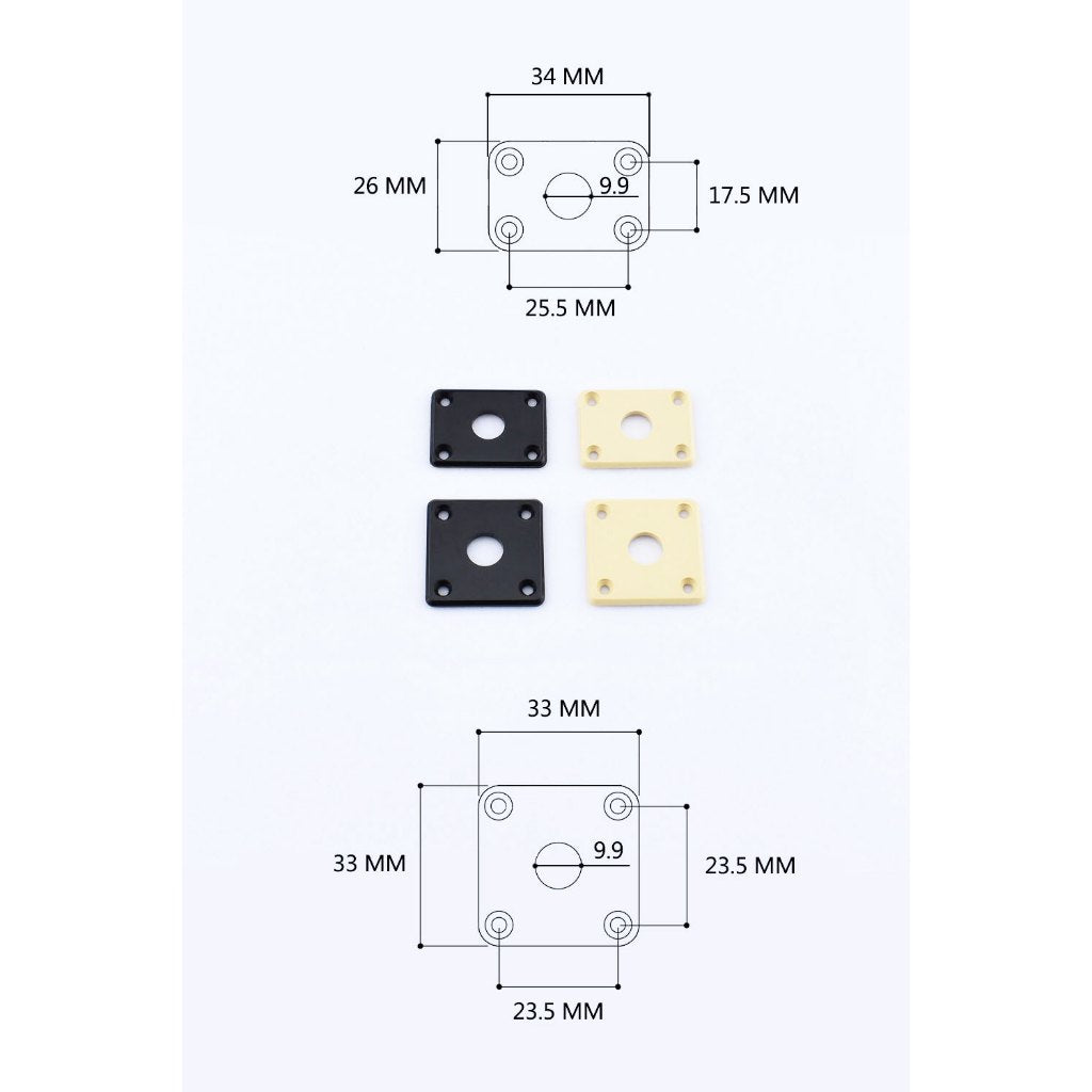 RM Plastic Square / Rectangular Electric Guitar Jack Plate Black / Creme Color