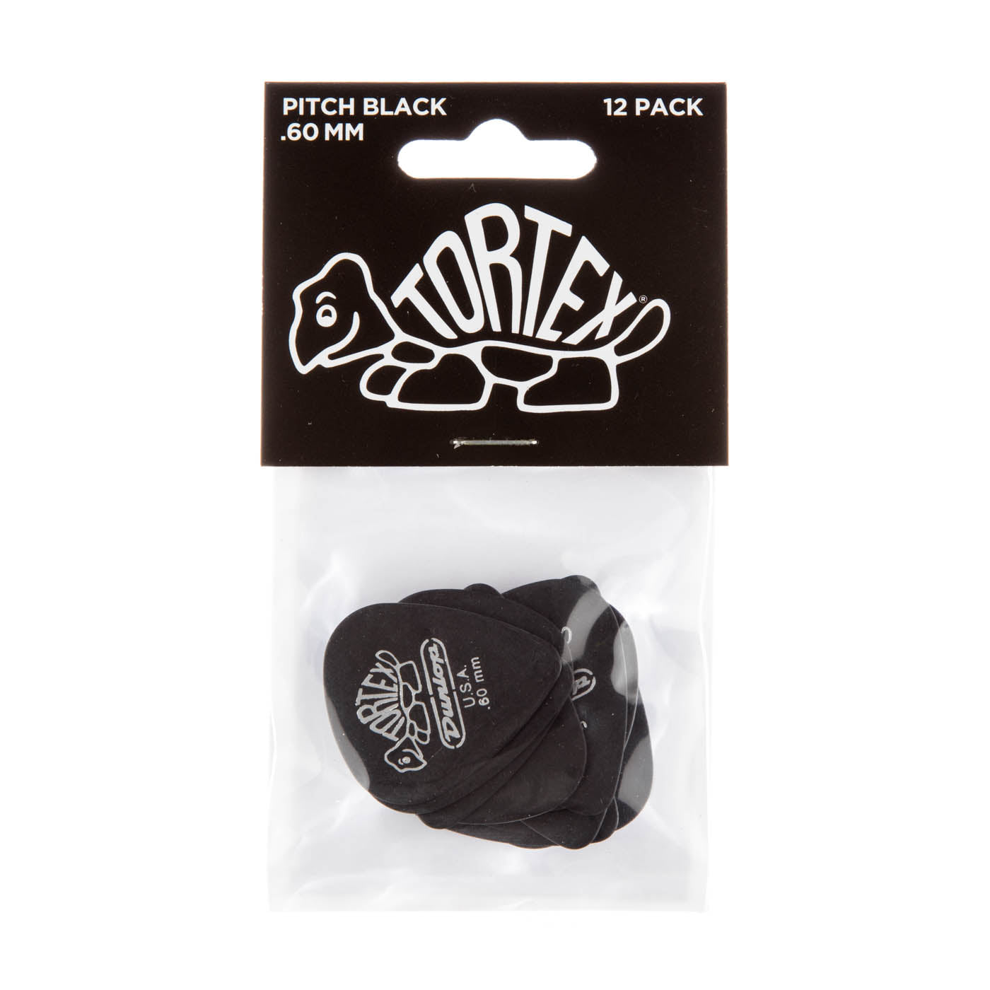 Dunlop 488P.60 Tortex Pitch Black Standard Guitar Picks Player Pack (12pcs) | Reco Music Malaysia