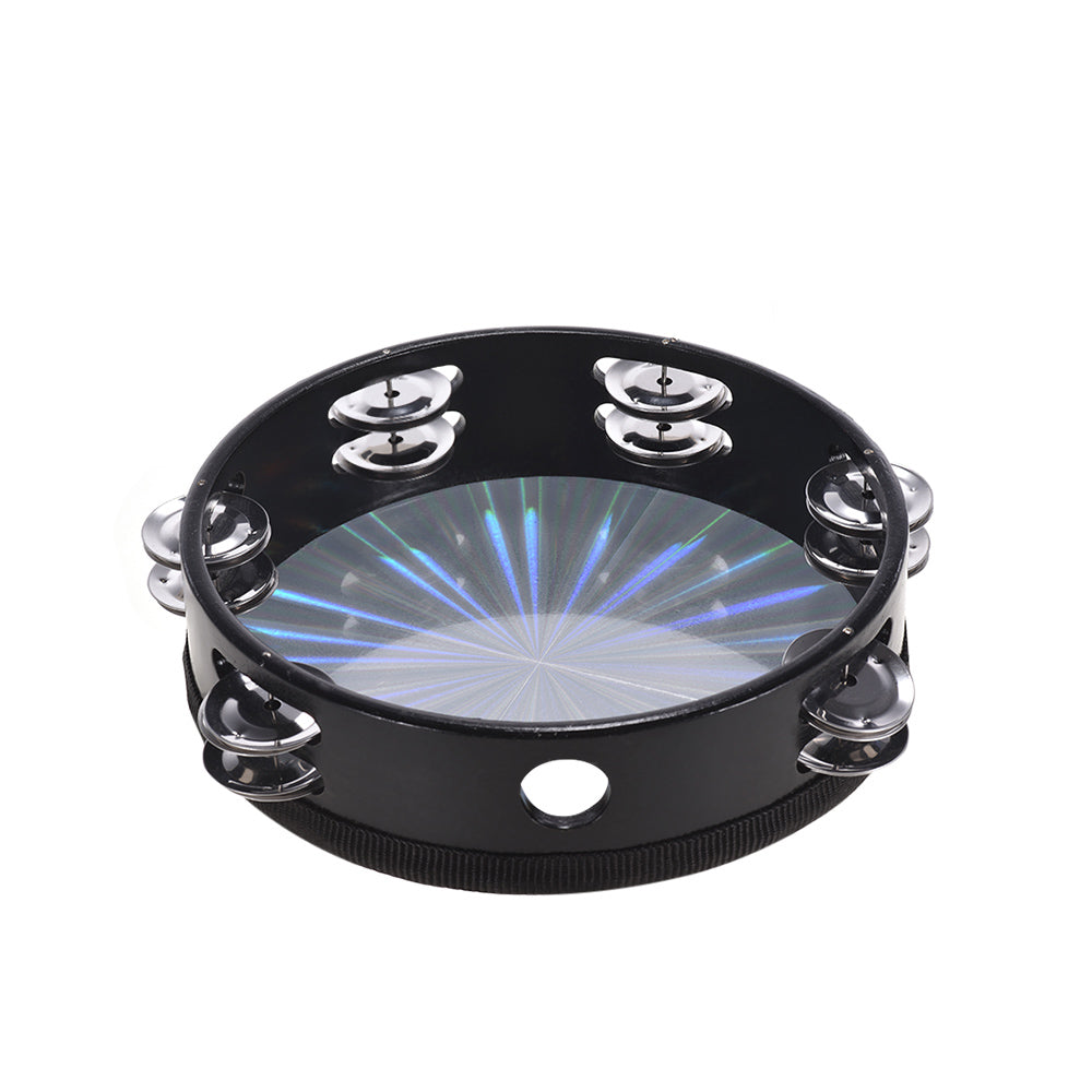 RM 8 Inch Wooden Radiant Tambourine with Skin Double Row Jingles | Reco Music Malaysia