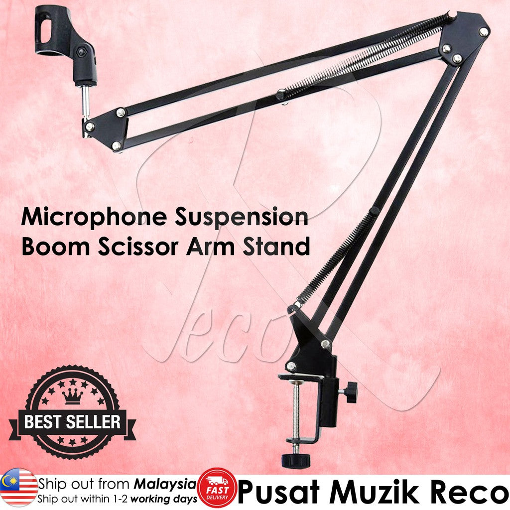 RM NB-35 Microphone Suspension Boom Scissor Arm Desktop Stand - Reco Music Malaysia