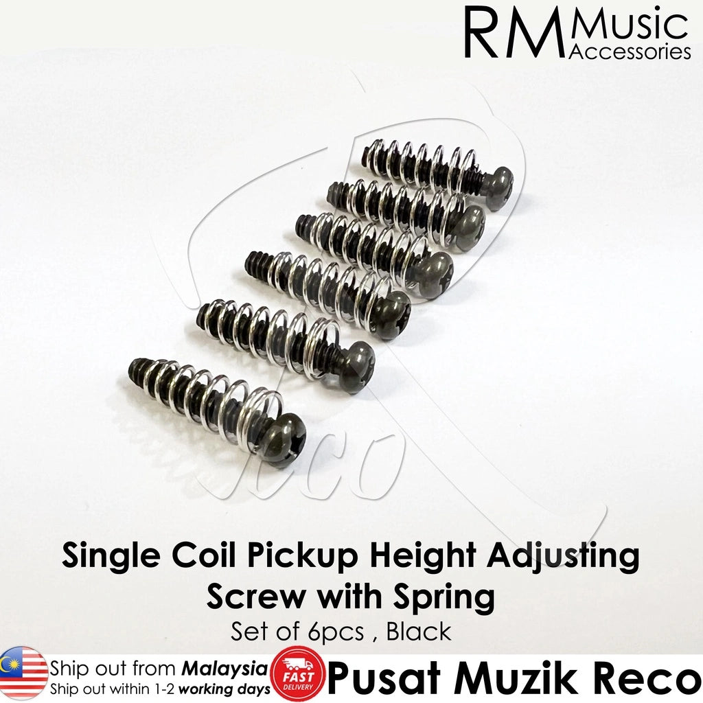 RM GF0170-02-BK Black Electric Guitar Single Coil Pickups Height Adjusting Screws with Spring - Reco Music Malaysia