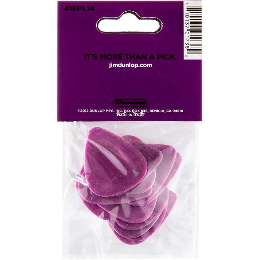 Jim Dunlop 418P1.14 Tortex Standard 1.14mm Purple Guitar Pick Pack (12pcs) - Reco Music Malaysia