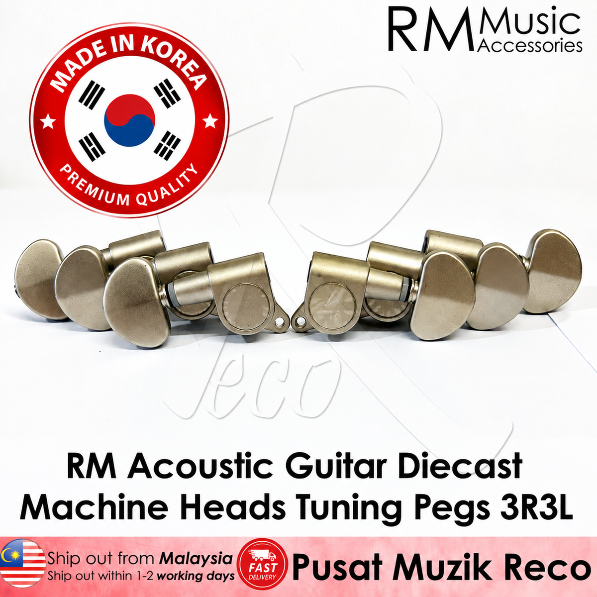 RM GF0789 Acoustic Guitar Machine Head SET 3R3L MATT CHROME