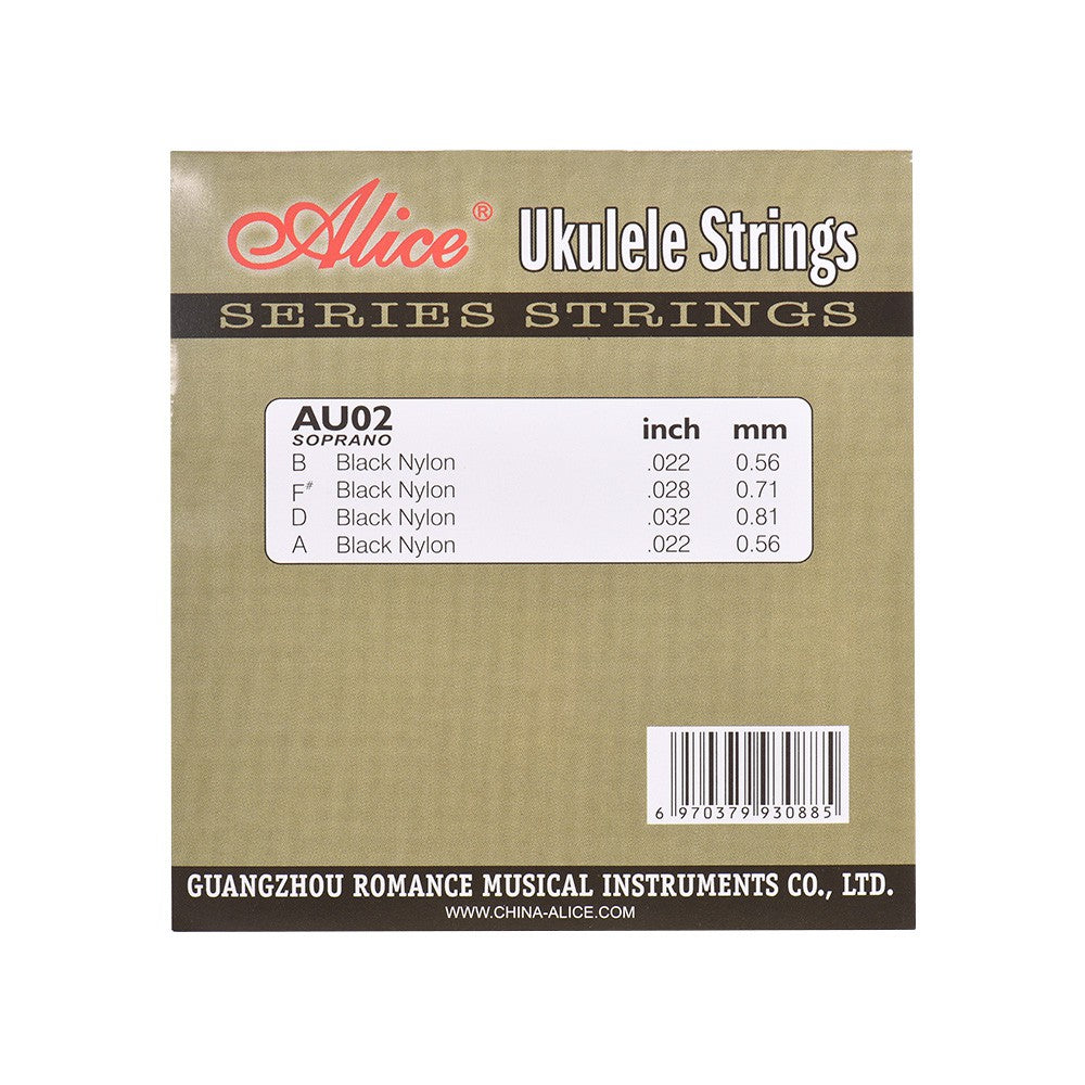 Alice AU02 Soprano Ukulele String SET Black Nylon - Reco Music Malaysia