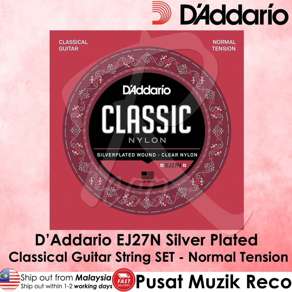 *D’addario EJ27N Nylon Classical Guitar Strings, Normal Tension - Reco Music Malaysia