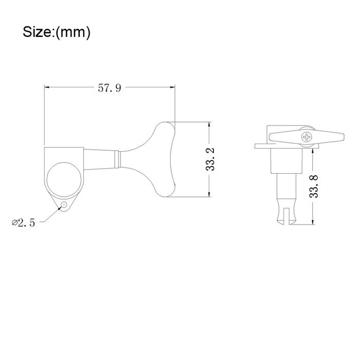 RM Bass Guitar SINGLE Machine Head Tuning Peg Black / Chrome 4 String 5 String - Reco Music Malaysia