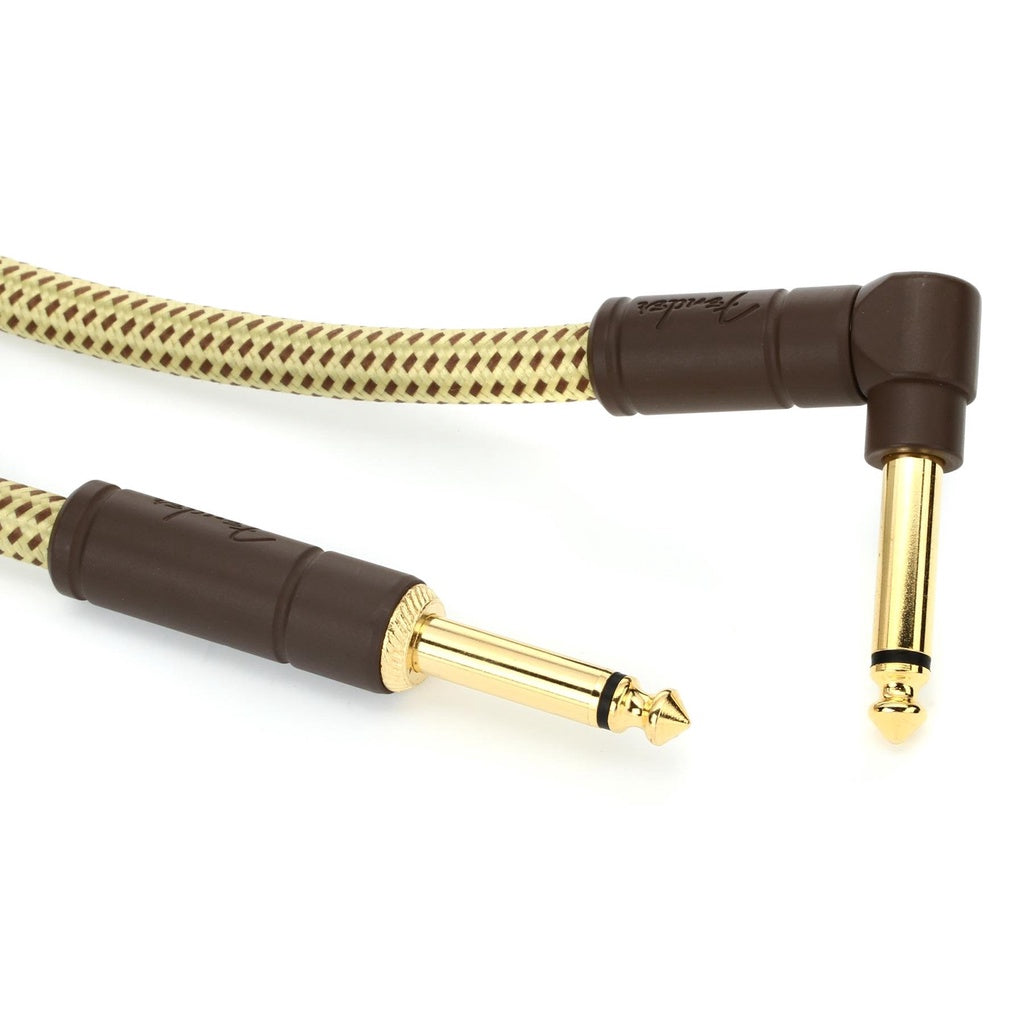 Fender 0990820091 Deluxe Series Angled Instrument Cable, 10ft Tweed - Reco Music Malaysia