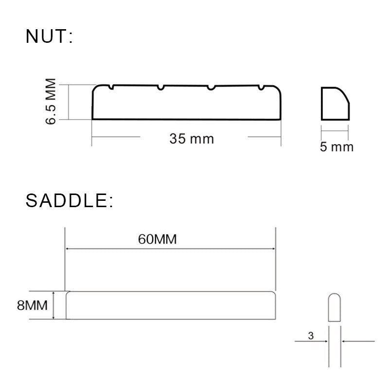 RM 4 String Ukulele Plastic Nut and Saddle SET - Reco Music Malaysia