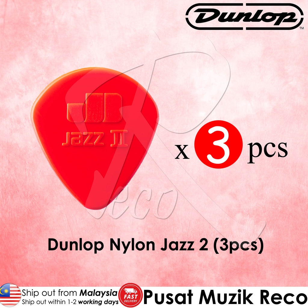 Jim Dunlop 47P2N Red Nylon Jazz II Guitar Pick, 1.18mm (3pcs) - Reco Music Malaysia