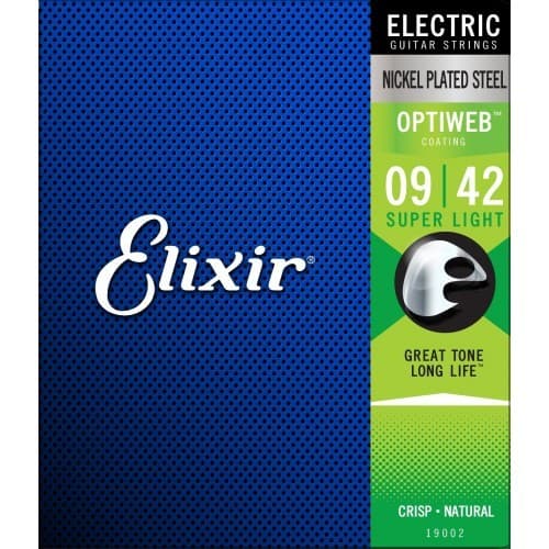 *Elixir Strings 19002 Optiweb Coated Electric Nickel Plated Steel Guitar String Super Light 0942 - Reco Music Malaysia