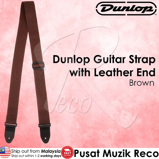 Jim Dunlop D07-01BR Brown 2in Poly Guitar Strap with Leather End | Reco Music Malaysia