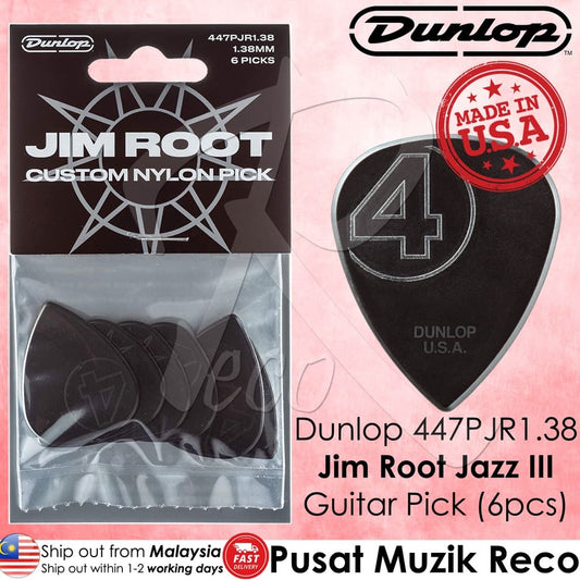 *Jim Dunlop 447PJR138 Jim Root Nylon Jazz III Guitar Picks - Reco Music Malaysia