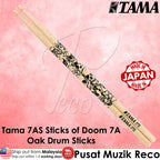 Tama 7A-S Sticks of Doom Japanese Oak Drum Stick, Wood Skull - Reco Music Malaysia