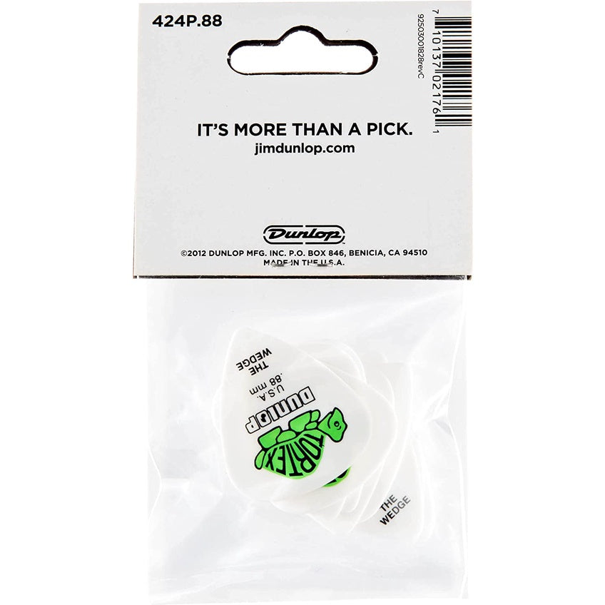 Jim Dunlop 424P.88 Tortex Wedge 0.88mm Guitar Picks Player Pack (12pcs) - Reco Music Malaysia