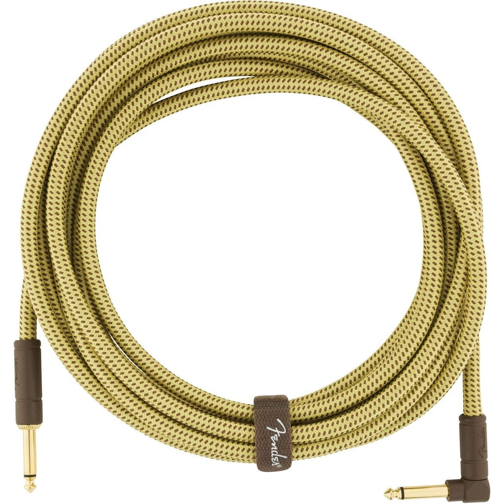 Fender 0990820082 Deluxe Series Angled Instrument Cable, 18.6ft, Tweed - Reco Music Malaysia