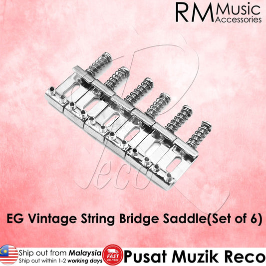 RM Electric Guitar Vintage Bridge Saddle Set 20.5x10.5mm (6pcs) - Reco Music Malaysia