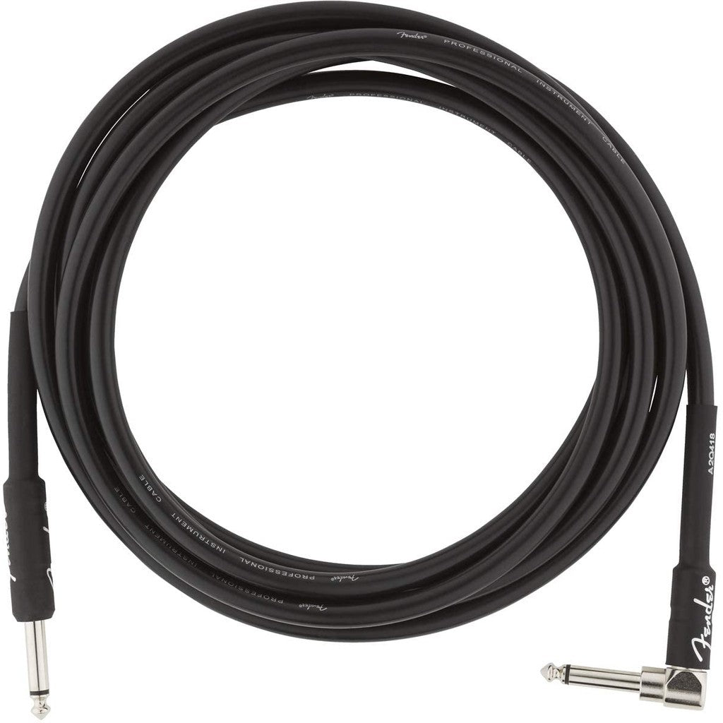 Fender Professional 099-0820-019 Series Angled 18.6Feet (5.5 Metre) Instrument Cable Black - Reco Music Malaysia
