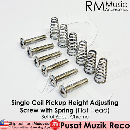 【6pcs】 RM Electric Guitar Single Coil Pickups Height Adjusting Screws with Spring (Black / Chrome / Gold) - Reco Music Malaysia