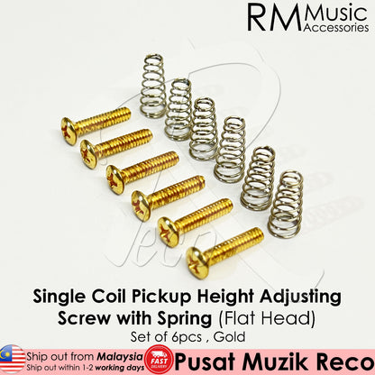【6pcs】 RM Electric Guitar Single Coil Pickups Height Adjusting Screws with Spring (Black / Chrome / Gold) - Reco Music Malaysia